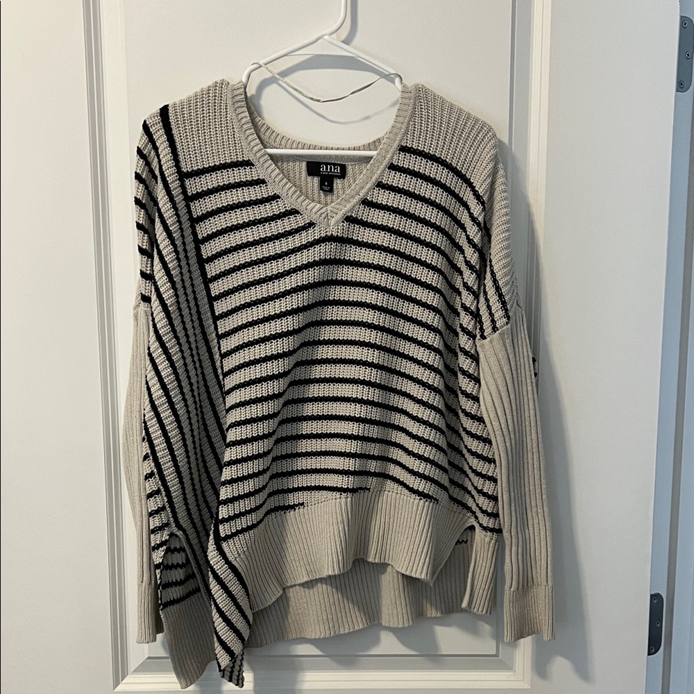 Black and Cream Striped Women's Sweater